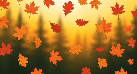 Obraz premium Autumn Falling Leaves Vector Illustration