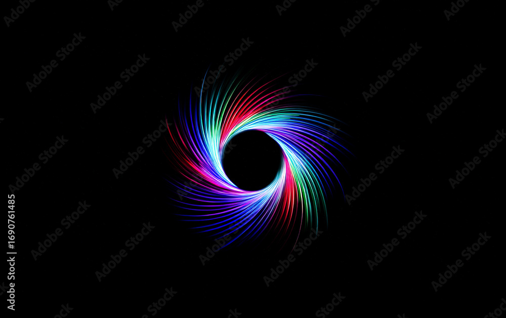 Poster colorful spiral light pattern with vibrant and dynamic lines