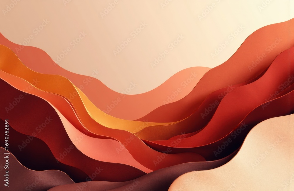 Poster flowing abstract shapes in warm earthy tones creating a smooth layered pattern