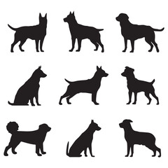 Flat Design of Dog Silhouette Set