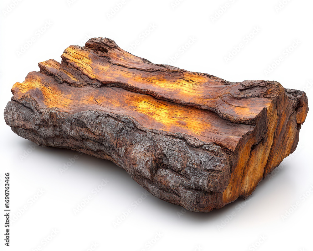Poster hyperrealistic detailed front view of tree bark isolated on white background