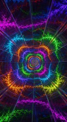 Obraz premium Vibrant kaleidoscope of light converging into a captivating tunnel illusion