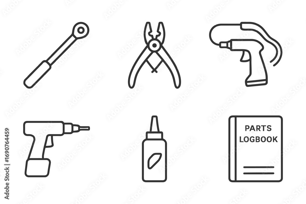 Poster a set of tools and a book titled 