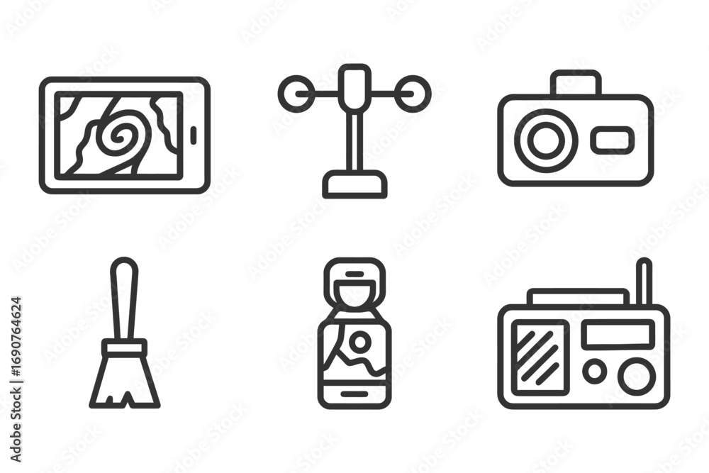 Poster a collection of six icons, each representing a different type of electronic device. the icons includ