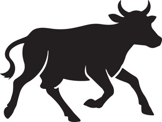 Obraz premium Profile silhouette of farm cow with udder and short horns