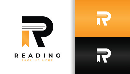 Letter R Logo with Bookmark Icon, Modern Minimalist Monogram Design