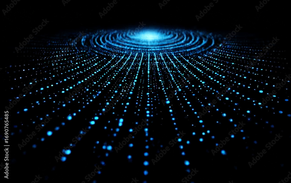 Aufkleber abstract digital pattern with glowing circular waves and dots