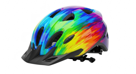 Colorful bicycle helmet isolated on transparent background