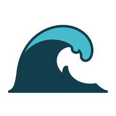 Obraz premium Stylized Blue Ocean Wave with Dark Blue Base.