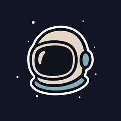 Astronaut Helmet Illustration with Space Stars in Flat Minimal Style. Space Helmet Icon with Astronaut Visor and Stars