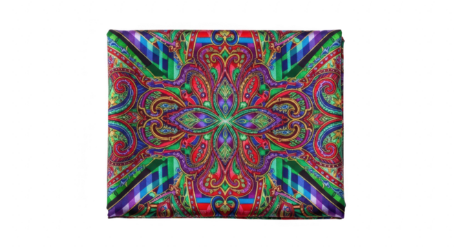 Colorful paisley fabric pattern isolated on transparent background