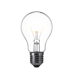 Transparent Bulb with Filament and Metallic Base for Idea Innovation on Black Background