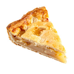 Triangular Slice of Golden Baked Pie with Transparent Background