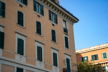 Obraz premium panorama over Rome, Italy on a sunny day. historic buildings. details.
