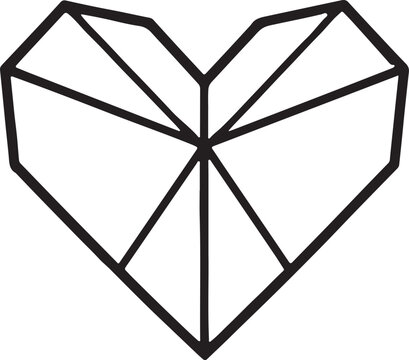 Simple black heart outline symbol on white background representing love affection and emotional connection for romantic or decorative themes
