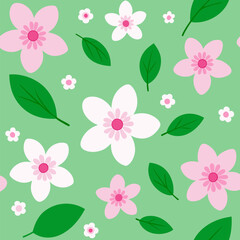 seamless pattern with pink flowers