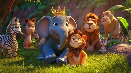 Fototapeta premium Cartoon animals gathering