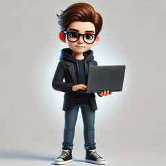 A 3D-rendered cartoon-style character of a skilled and focused Information Security Analyst