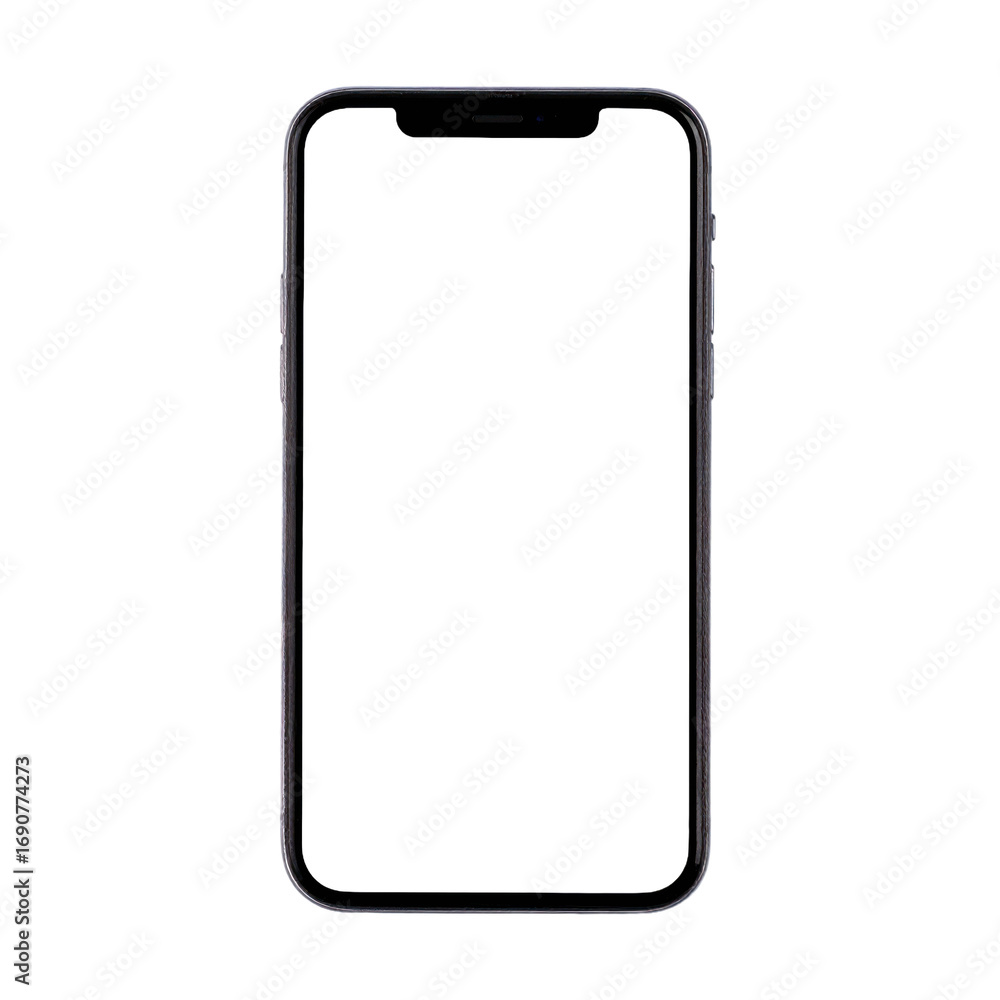 Poster smartphone isolated on transparent background front view black screen