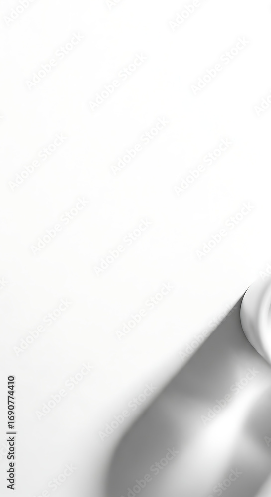 Poster elegant white background with curved form and soft shadow