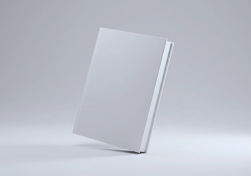 Blank hardcover book mockup floating on white 3D rendering