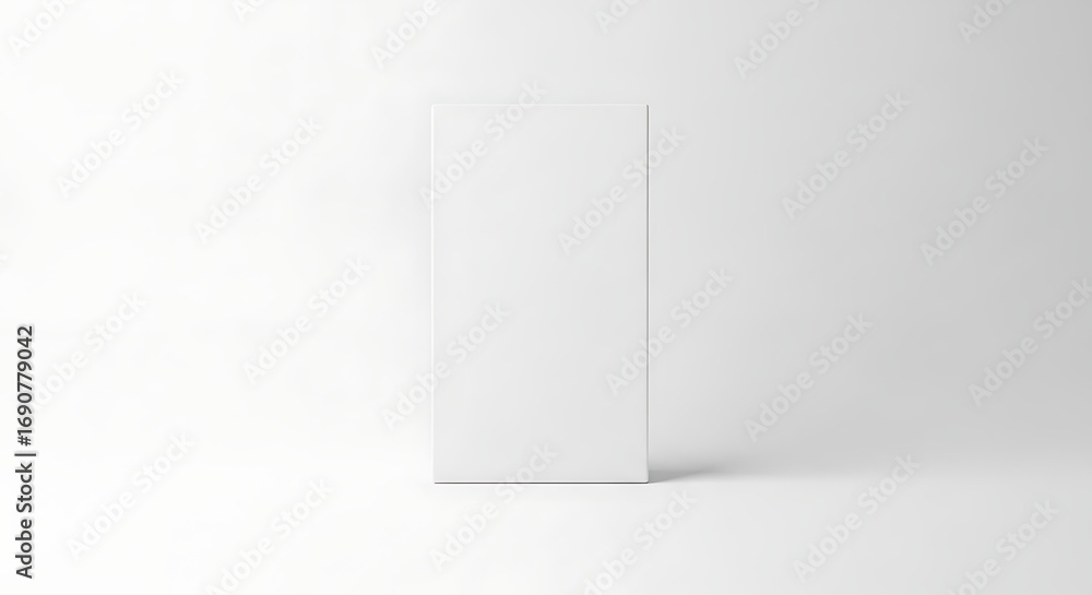 Poster white rectangular product box mockup standing on a clean background
