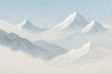 Paper Mountain Landscape Background – Layered Snowy Peaks in Soft Blue Tones