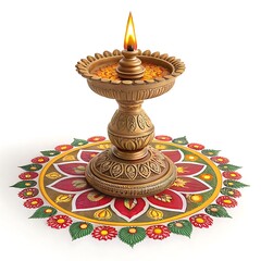 Diya Lamp: Diwali Festival, Indian Culture, Traditional Oil Lamp, Festive Decoration, Rangoli Design, Spiritual Light