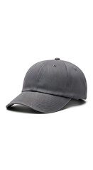 Fototapeta premium Modern Grey Baseball Cap with Ribbed Texture on a Clean White Background