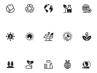 Minimal Eco & Renewable Energy Outline Icons – Vol.1