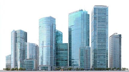 Fototapeta premium Modern Cityscape: Sleek Glass Skyscrapers and Urban Architecture