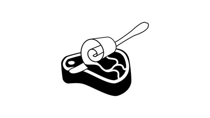 Butcher, fresh meat, symbol, black isolated silhouette