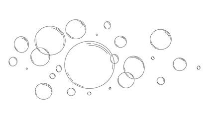 Bubbles fizzy foam doodle sketch hand drawn. Line shampoo bubbles, champagne gas linear. Water balls. sparkles.