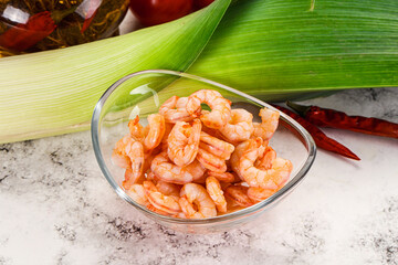 Shrimps cocktail in the bowl