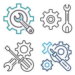 Settings Gear and Tools Icon Set 