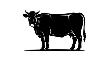 "Silhouette of a Cow Standing &ndash; Black on White Background"