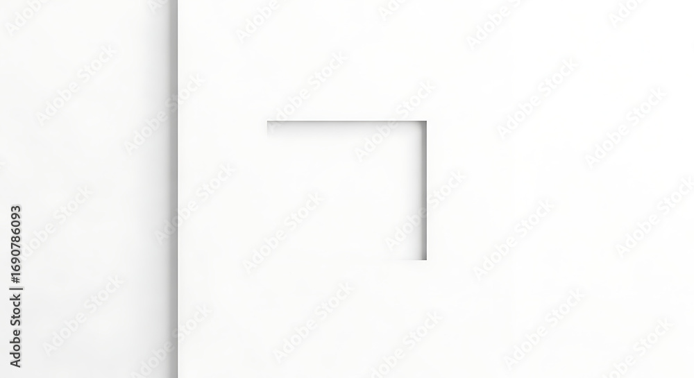 Poster abstract white background with subtle shadows and an l shaped cutout