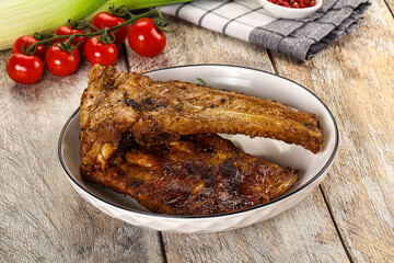 Tasty roasted pork ribs with spices