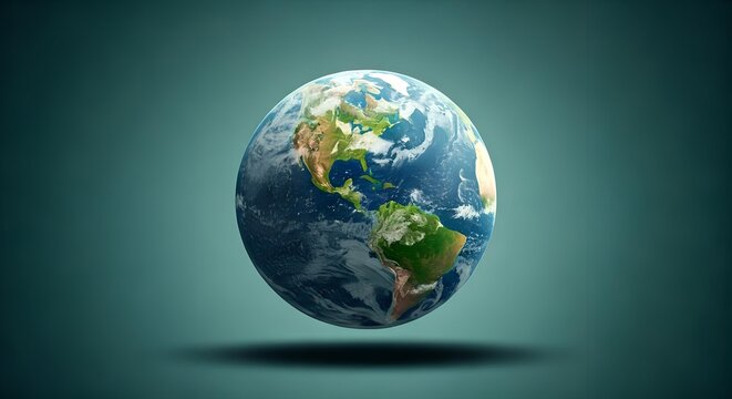 Floating Earth globe with a gradient green background and subtle shadow
