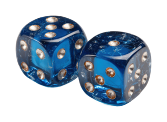 Rolling blue dice game night view