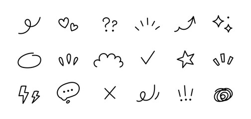 Cartoon hand line effect element arrow brush draw sketch express icon. Hand cartoon line cute fun movement stroke motion sign sticker pen marker anime funny mark design outline emoji shock shape star.
