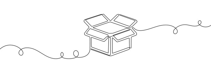 box package delivery icon line gift continuous illustration cardboard doodle warehouse. container box package delivery carton pack parcel storage post vector single open cargo square outline product