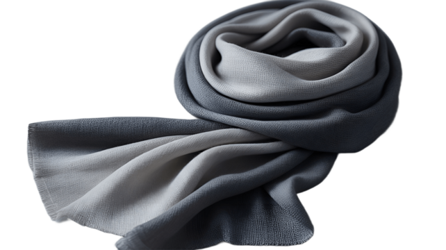 A stylish scarf elegantly displayed, showcasing its soft textures and beautiful gradient tones.