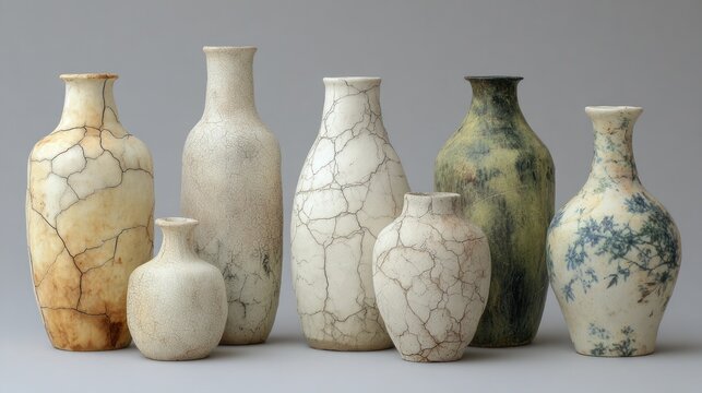 A 3D collection of raku ceramics with crackled surfaces and smoky textures --chaos 30 --ar 16:9 --v 7 Job ID: 63c65ba6-163e-4cea-aca0-ed15cc4c2248