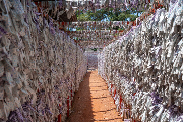 Omikuji fortune path at Ishiura Shrine in Kanazawa