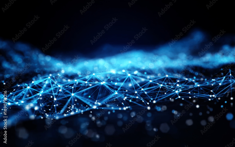 Poster abstract digital network structure with connected dots and lines