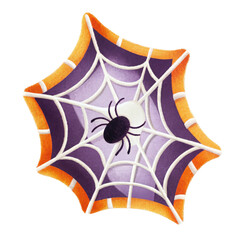 Cobweb clipart featuring a tiny spider for Halloween decoration. isolated transparent background.