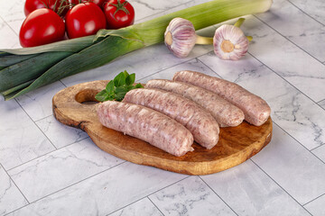 Raw pork sausages for grill