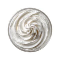 Whipped cream decoration kitchen food bright top-down view