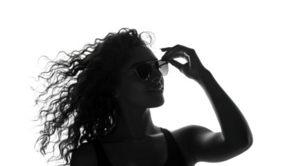 Stylish woman wearing sunglasses silhouette portrait fashion